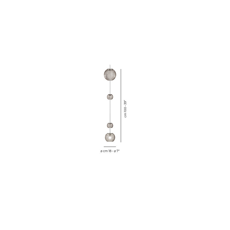 Oto Suspension Peac Amber Striped Satin Nickel G9 Ul, Smoky