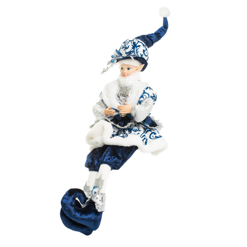 Elf élisabéthain bleu assis