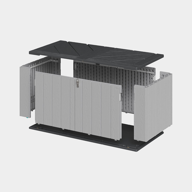 JolyDale 142cm W 16L Polypropylene Plastic Lockable Deck Box, Grey