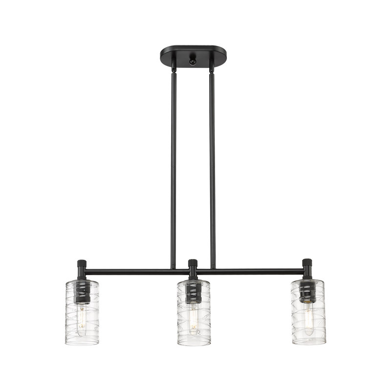 Luminaire suspendu pour îlot de jardin 3 lumières Crown Point, H 9,88 po x l 30,5 po x P 3,88 po, Tourbillon déco, Noir mat