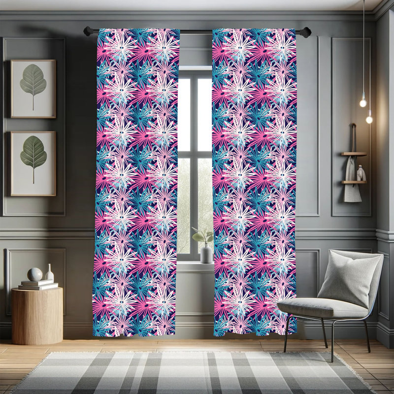 Floral Semi-Sheer Rod Pocket Sliding Panel, 28" x 95"