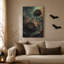 " Dark Chrysanthemum and Moths in Moonlit Forest Halloween " Painting-1294119285