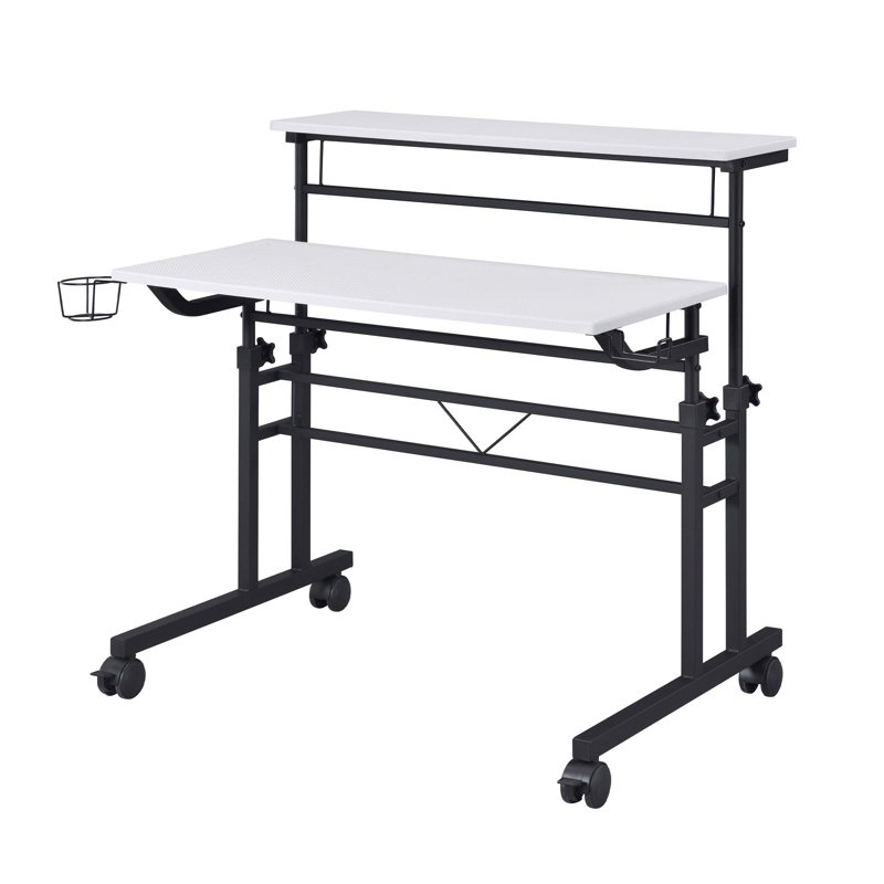 Bureau d'écriture roulant avec hauteur réglable et tablette mobile, parfait pour le bureau à domicile et les petits espaces