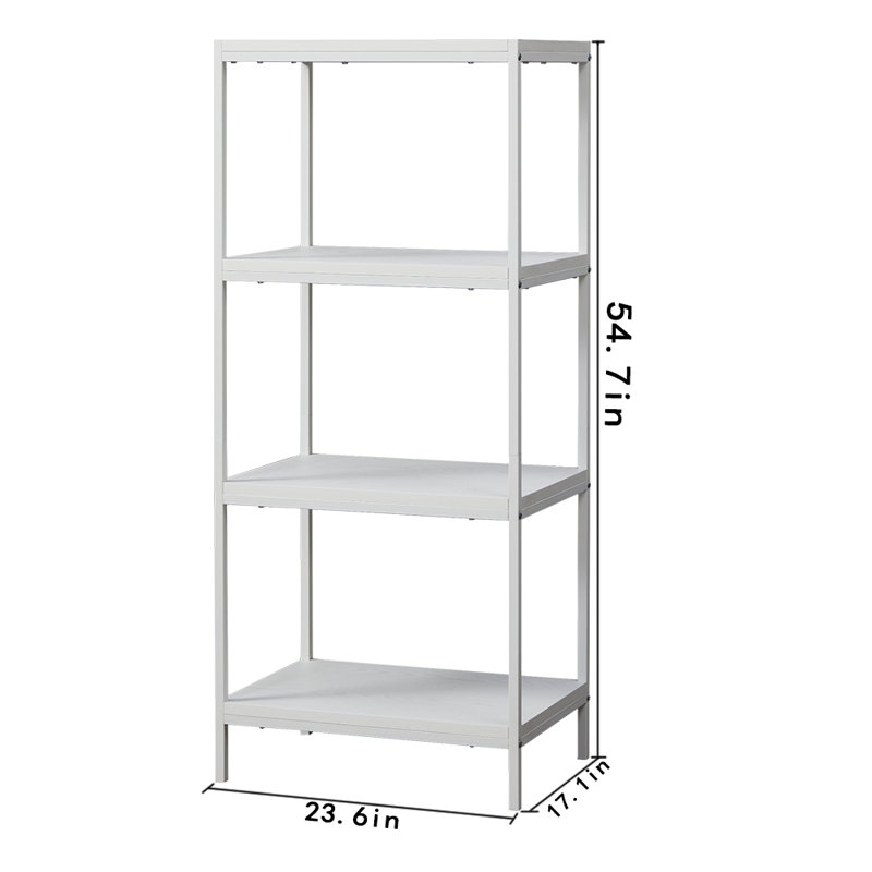 Harless Etagere Bookcase - 4-Tier Open Shelf, Industrial Storage Unit, White