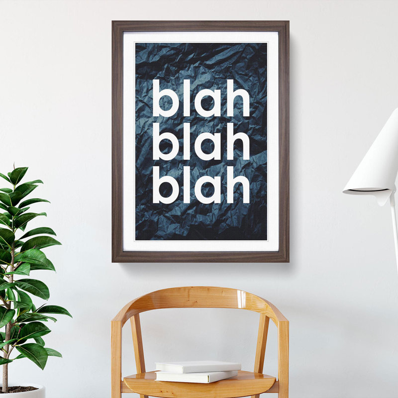 Blah Blah Blah Crumpled Paper - Picture Frame Typography, 36cm H x 27cm W x 2cm D, Walnut