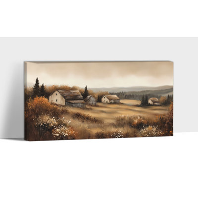 Automne, art mural paysage d'automne, décorations murales d'automne rétro, art mural sur toile Farmhouse Fall, peintures d'automne rustiques pour mur, impression d'art sur toile tendue, 12 po x 24 po
