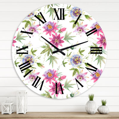 Passiflore rose - Horloge murale traditionnelle