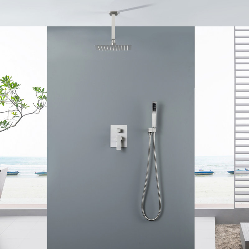 Système de douche complet avec valve brute, Nickel brossé