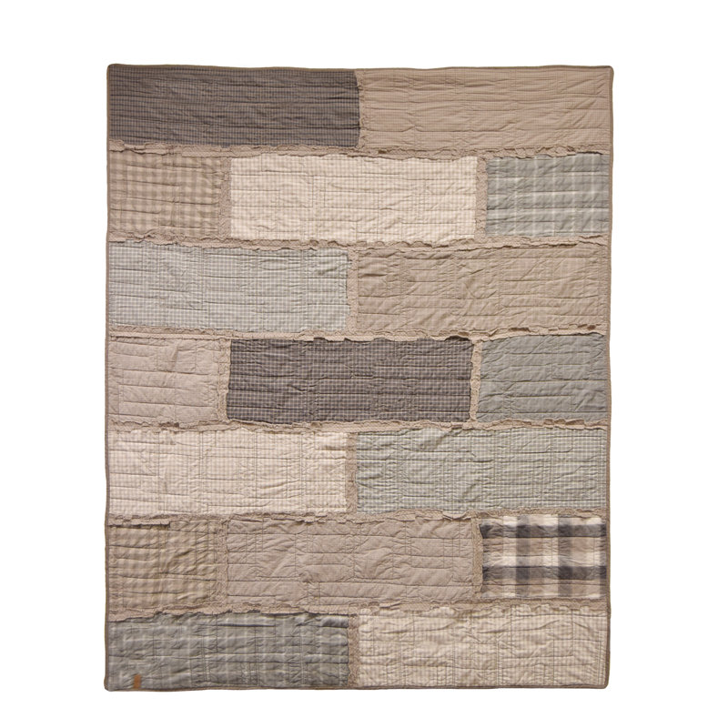 Smoky Cobblestone Gray Cotton Reversible Full Quilt