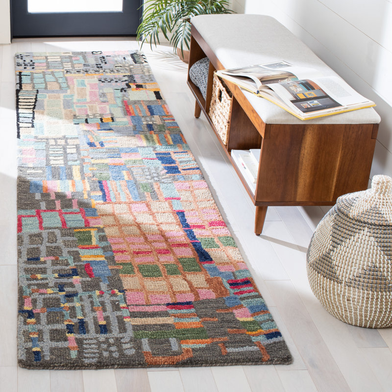 Tapis en laine touffeté à la main Sirak, Tapis de couloir 2 pi 3 po x 19 pi