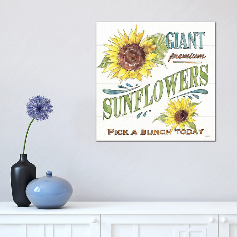 Sunflower Fields IV by Anne Tavoletti - Wrapped Canvas Typography