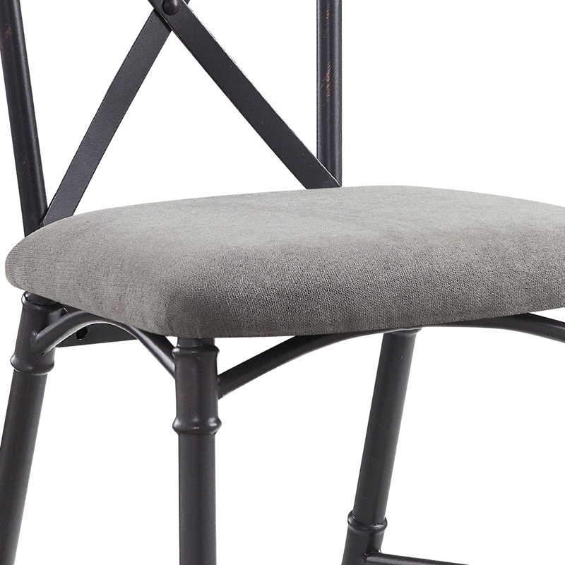 Chaise d'appoint grise et noire sable avec dossier en forme de X (ensemble de 2)