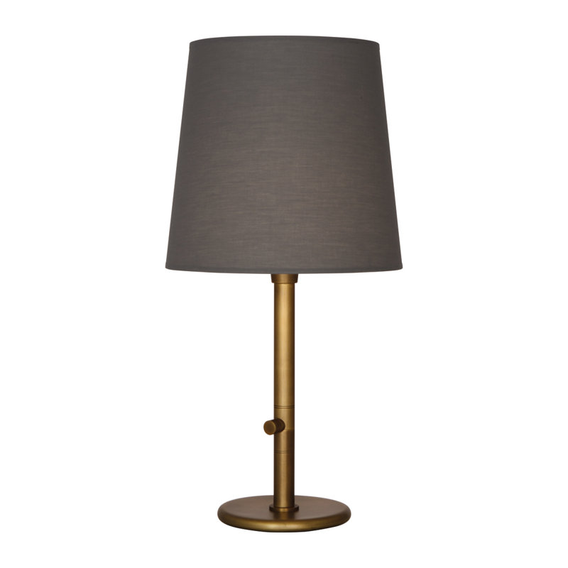 Polished Brass Table Lamp with Smoke Gray Shade