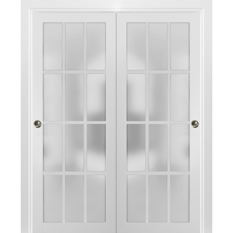 Portes de placard coulissantes en verre givré Felicia, 48 po x 80 po, Blanc mat