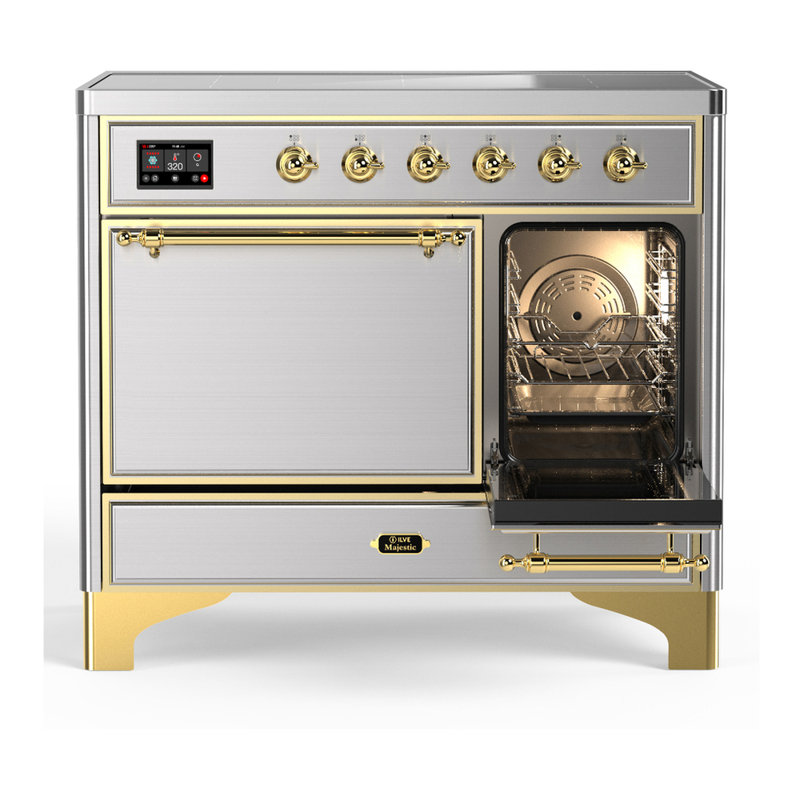 Cuisinière à induction 40 pouces avec 6 éléments à induction en acier inoxydable Majestic III Series (garniture laiton)