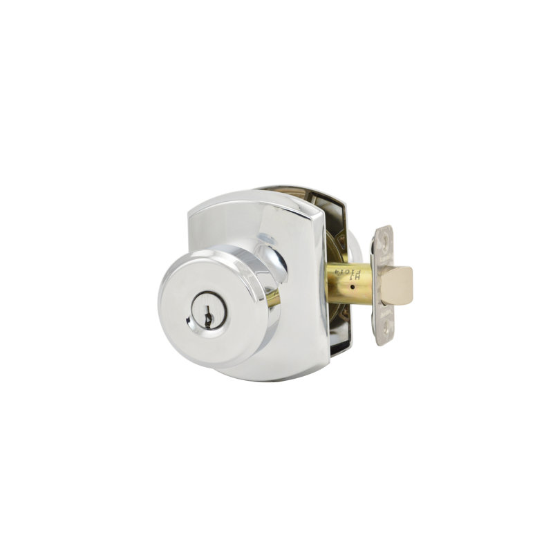 F Series Bowery Keyed Entry Knobset with Greenwich Rosette, Yes, Keyed Alike, Bright Chrome