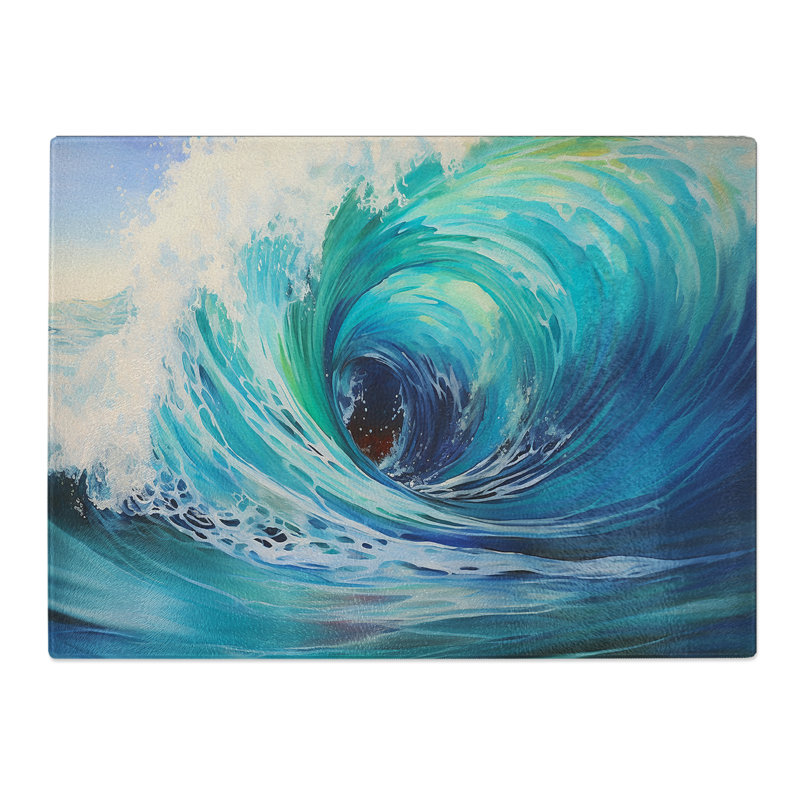 Wave Hard Edge  Glass Chopping Board