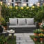 Patio 3 saisons 67,7 po avec coussins gris épais, structure noire, mousse haute et ergonomique