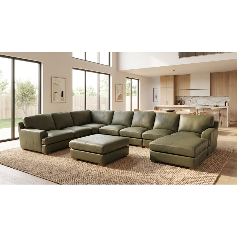 Canapé modulaire de coin avec repose-pieds Aness, Olive