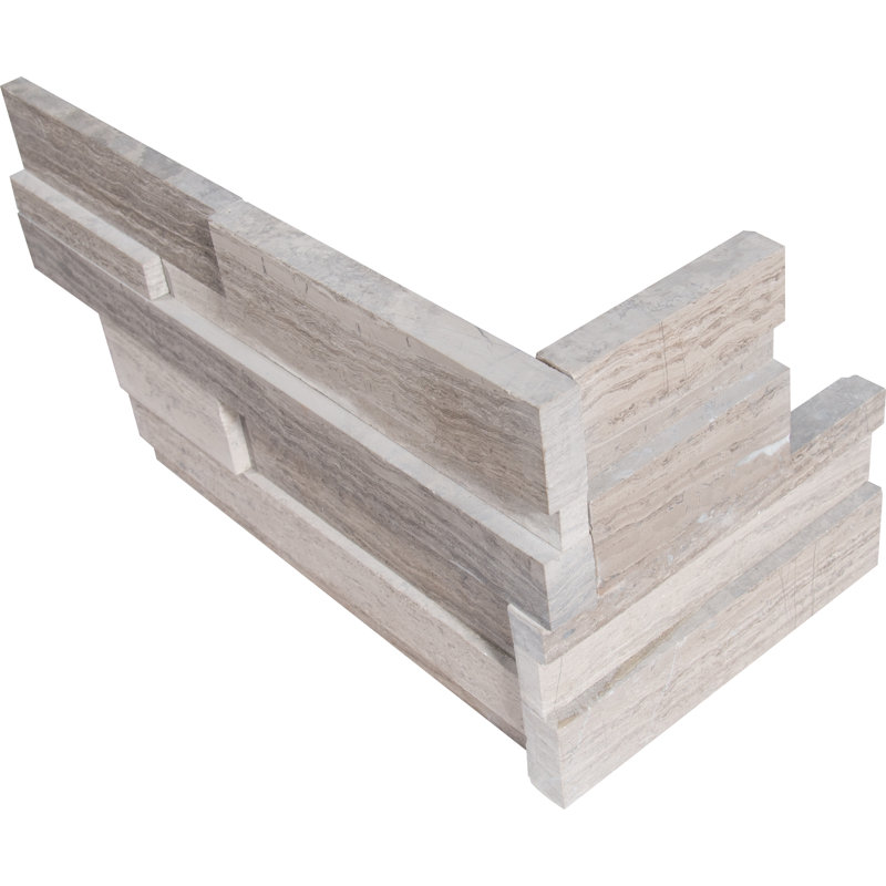 Stonecrest 6 in. x 18 in. Honed Marble Ledger Corner Wall Tile, Cindero