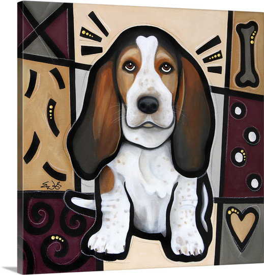 «Basset Hound Pop Art» par Diethild, reproduction d'art sur toile, H 30 po x l 30 po x P 1,25 po