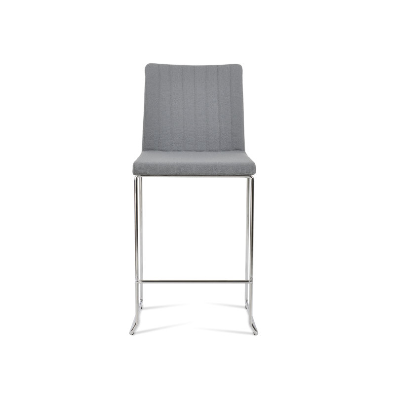 Tabouret de bar et de comptoir empilable Zeyno, Tabouret de bar (siège d'une hauteur de 29 po), Chrome