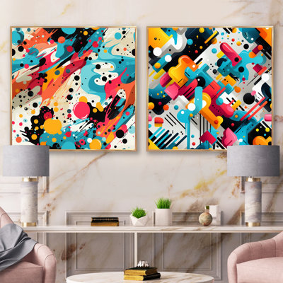 Dahlila - Abstract Shapes Square Collage Set Of 2