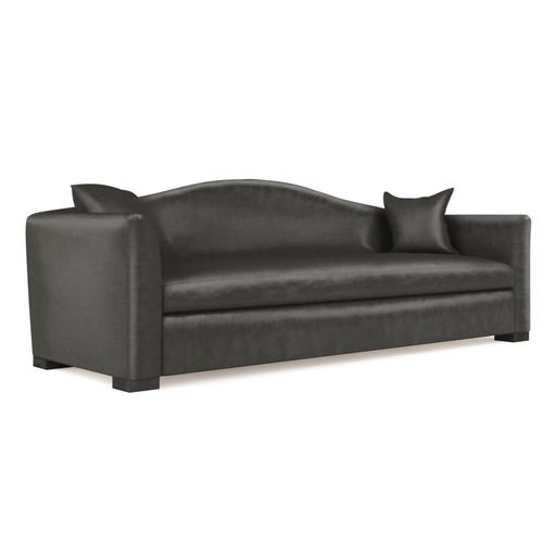 Horatio Camelback Taper Curved-Arm Sofa, Box Weave Linen Alabaster, 33" H x 96" W x 36" D, Weathered