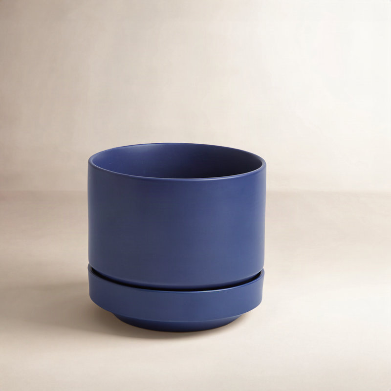 Byer Ceramic Pot Planter, 9.25" H x 10.25" W x 10.25" D, Blue