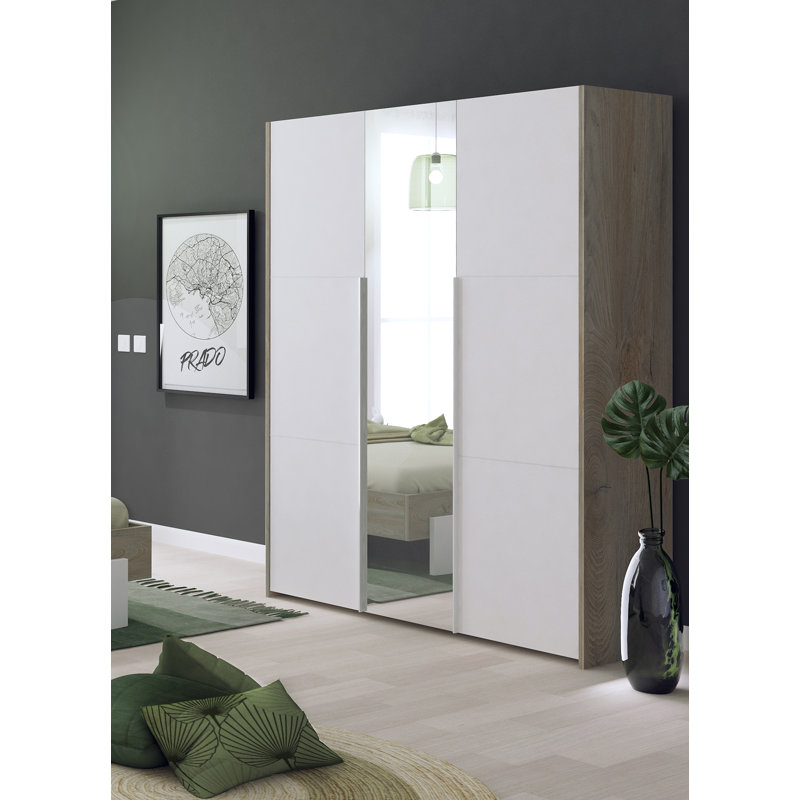 Hailey 3 Door Manufactured Wood Wardrobe, Beige/White