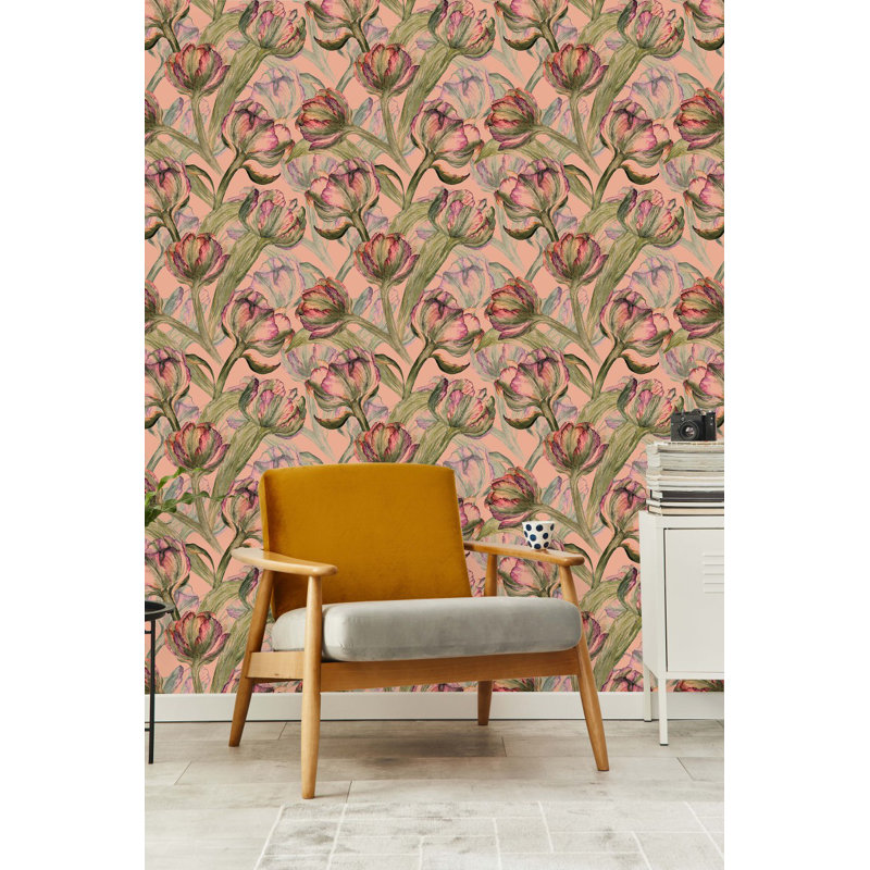 Panneau de papier peint floral L 10,4 pi x l 25 po, L 225 po x l 25 po