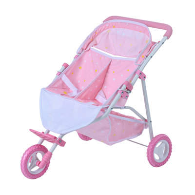 Olivia's Little World Pink Twinkle Star Princess Baby Doll Twin Stroller