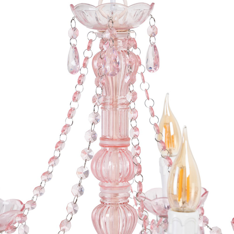 Chaney 5 - Light Candle Style Chandelier, Pink