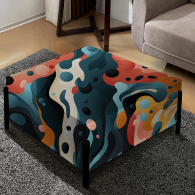 Pink And Blue Nomadic Evasion - Abstract Large Square Ottoman