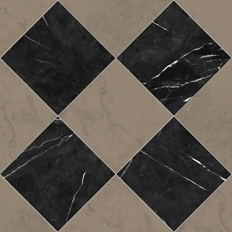 Tavari Checkerboard 10X10 Marquina And Bronze, Brown/Black