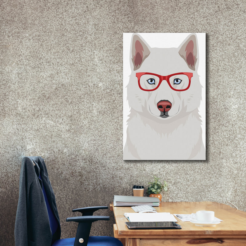 «Husky portant des lunettes de hipster» par les affiliés Furbaby, H 40 po x l 26 po x P 1,5 po