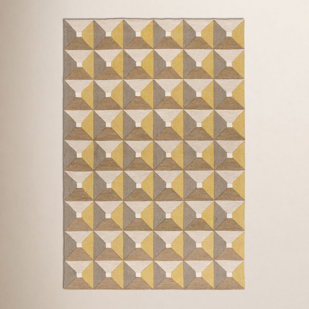 Gilderoy Geometric Hand Tufted Wool/Cotton Area Rug in Gold/Gray AllModern Rug 
