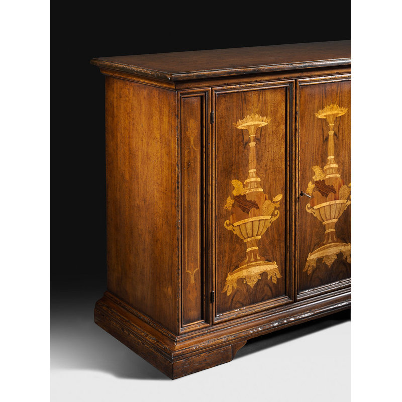 86" Drawer Walnut Wood Credenza