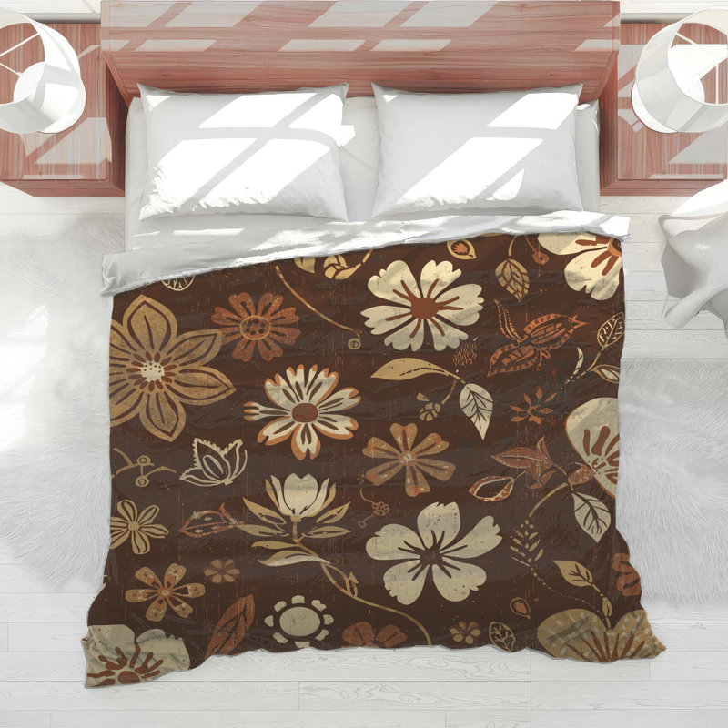 Édredon à motif floral rétro, Simple extra long