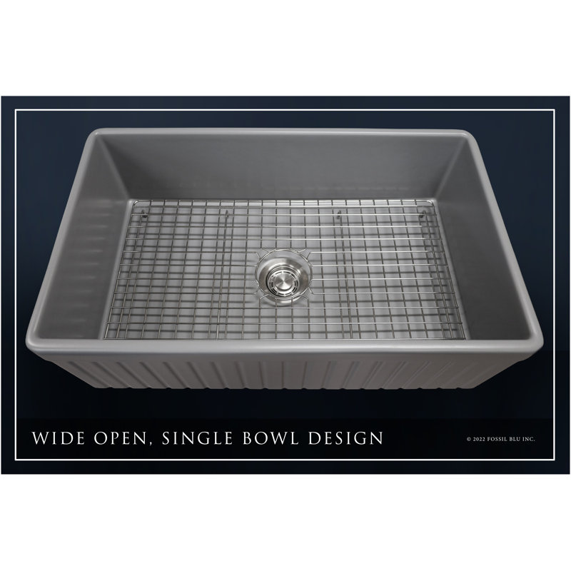 Luxury Solid Fireclay Farmhouse Sink, Stainless Steel Accessories