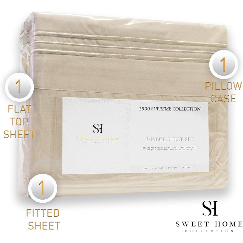 Twin Sheet Sets Beige Cream - 3 Piece Bed Sheets And Pillowcase Set For Twin Mattress - Extra Soft, Elastic Corner Straps, Deep Pocket Sheets, Twin Beige Cream