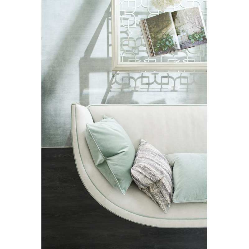 White Fabric Transitional Sofa with Wood Legs