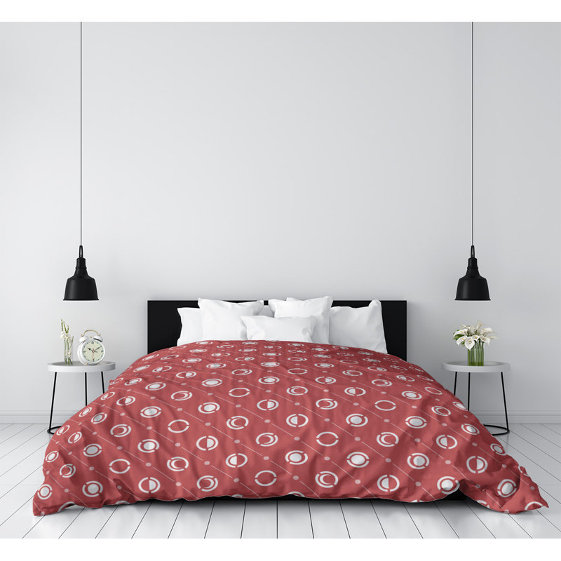 Housse de couette simple Moon phases, Housse de couette pour grand lit, Microfibre, Rouge