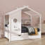 Lit en bois de conception moderne avec lit gigogne et tablette de rangement-444779081-444779080
