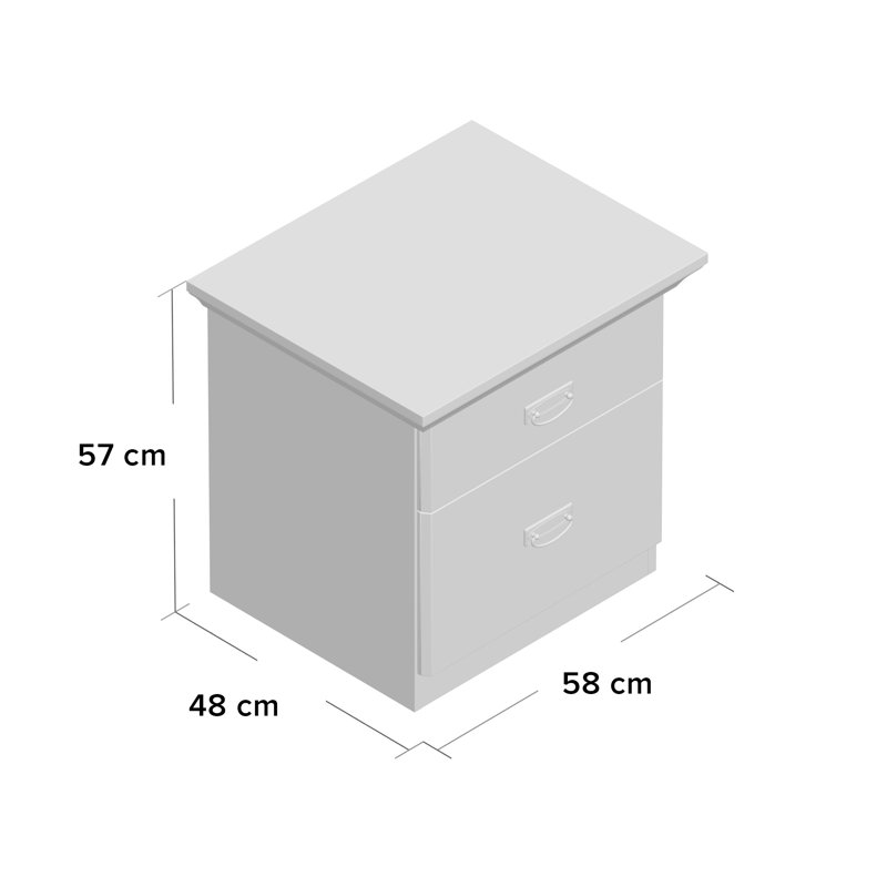 Castleford 58cm W Solid Wood Bedside Table, White/Grey