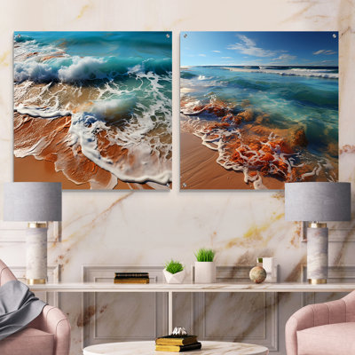 Vue aérienne de la plage symphonique - ensemble de 2 verres muraux en acrylique Coastal Beach