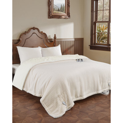 Electric Heated Blanket King Size - 10 Heat Settings, 12H Auto Shut-Off, Fast Heating, Machine Washable, ETL Certified - Bedroom & Couch - Beige, 90x100 inches