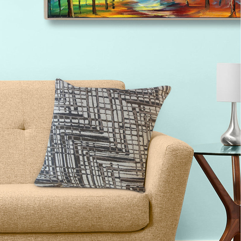 Oreiller géométrique Eadoin, 20 po x 20 po, Coussin décoratif, Brun