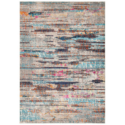 Riccio Abstract Gray/Turquoise/Brown Area Rug