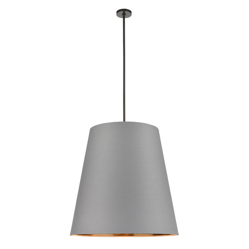 Luminaire suspendu conique unique à 3 lumières Calor, Noir, H 76,88 po x l 30 po x P 30 po, Gris